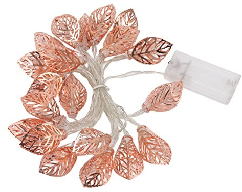 Yuecoom Blattgirlanden-Lichterketten, Insgesamt 20 LED, Roségoldene Blätter-Lichterketten Für Drinnen Und Draußen, Batteriebetriebene Blatt-Lichterketten Für Zuhause, Party, Kamin, Außendekoration