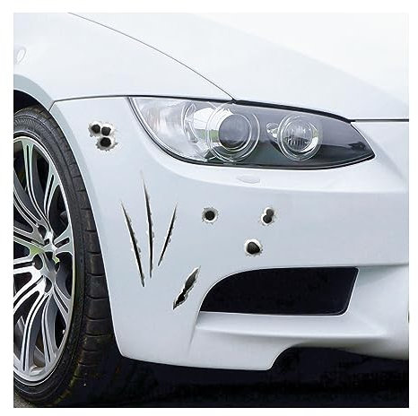 JNNJ 3D Bullet Hole Car Decals Simulation, Stereoscopic Fake Realistic Guns Bullet Hole Stickers, Automotive Cool Removable Waterproof Sticker Decoration for Window Wing Door Body Side(R458-2)