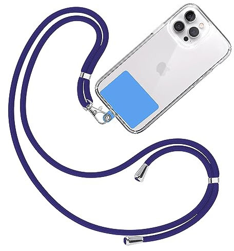 TBOC Cuerda Móvil Cuello Universal [Azulina] Correa Funda Teléfono Móvil - Cinta Cadena Colgante con [Parche Azul] - Cordón Lanyard con Enganche Llavero Móviles Llaves Accesorios