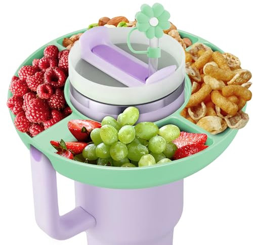 Snack Bowl for Stanley Cup 40 oz with Handle-Perfectly Compatible with Stanley Quencher H2.0 Tumbler 40 oz with Handle, Reusable Silicone Snack Tray, Stanley cup accessories (teal Snack Bowl)