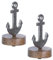 Brandsseller Deko-Aufsteller 2er Set Mini Anker auf Fuß ca. 12x7x6,5cm auf Mangoholz-Sockel/Aluminium
