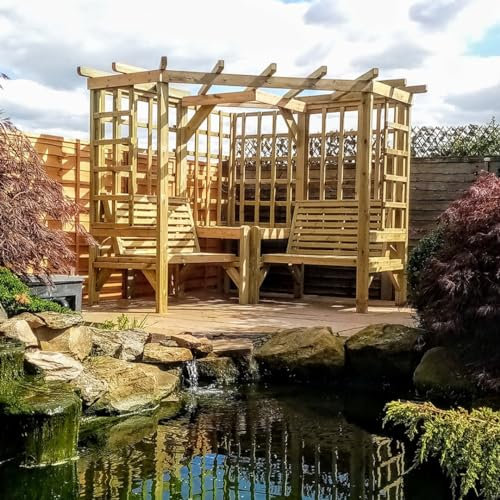 Office Needs Direct Clementine Outdoor Wooden Garden Patio Corner Arbour Seating