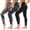 TNNZEET 3er Pack Leggings Damen High Waist Schwarz Leggins Blickdicht für Sport Gym (Schwarz/Galaxie/Schwarz Tie-dye,2XL)