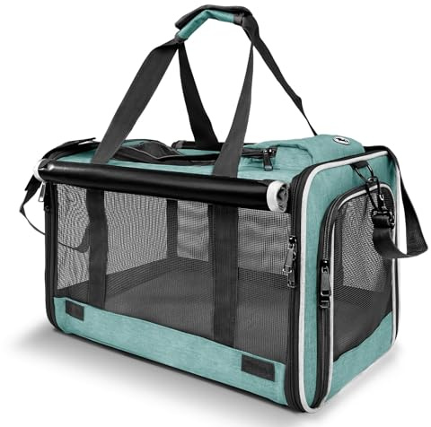 GAPZER Small Dog Carrier for Puppy Yorkshire Softshell Car Transport Chihuahua Carry Cage 18-inch Collapsible Doggie Vet Visit Crate Easy Load Roomy Pet Carrier Bag Kennel Dog Essentials Teal