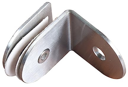 jojofuny Stainless Steel Glass Clamp Bracket Holder 90° Semi-Circle Fixed Clip for Shower Enclosure Tempered Glass Door Bathroom Fitting