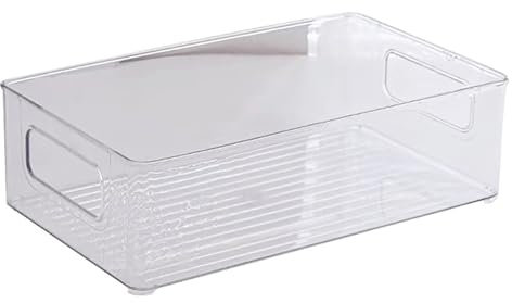XUEHOU Kühlschrank Organizer Küchen Organizer Schubladen Küchenschrank Organizer Kunststoff Aufbewahrungsbox Stapelbar Transparent Desktop-Organizer mit Griff für Küche, Büro