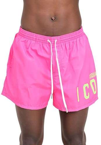 DSQUARED2 Short de mer Rose Fluo pour homme avec impression Logo Vert Fluo, fuchsia, 48