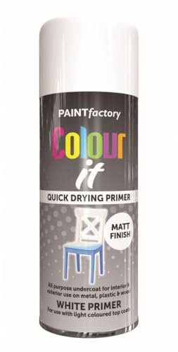 Inspired Essentials All Purpose Aerosol Spray Paint 400ml Quick Drying Spray, Fast Dry and Excellent Coverage for Metal, Wood, Plastic and More (White Primer)