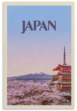 Jdheeh Vintage-Reiseposter, Japan-Reiseposter, Leinwand-Kunst-Poster, Wanddekoration, Poster, 20 x 30 cm