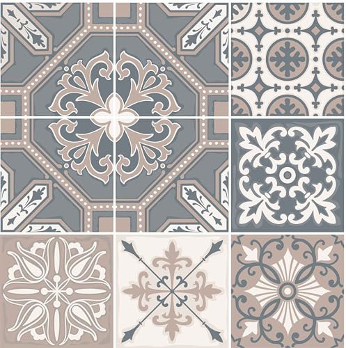 HUBDECO - Fliesenaufkleber - Küche, Badezimmer Deko - Klebefliesen - Wand Deko - Klebefolie Küche - Küchenrückwand Deko - Selbstklebende Fliesen - 9 Stk. - Elegantes Marokko - 30x30cm