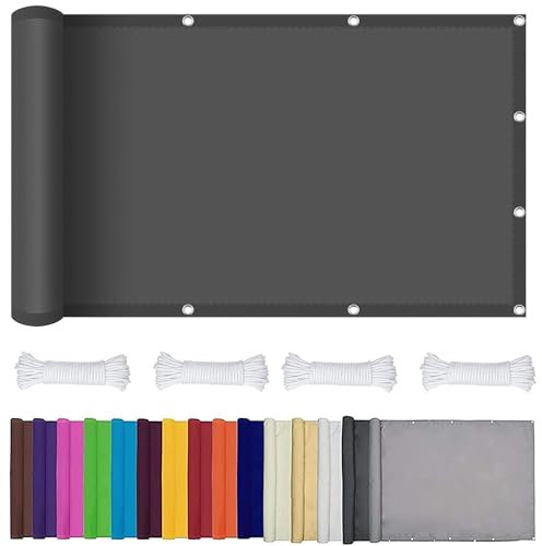 Voile d'ombrage Toile Rectangulaire 3 x 5 m Imperméable Protection UV 98% Toile d'ombrage pour Pergola avec Oeillets et Cordons pour Patio Jardin Terrasse, Gris Foncé