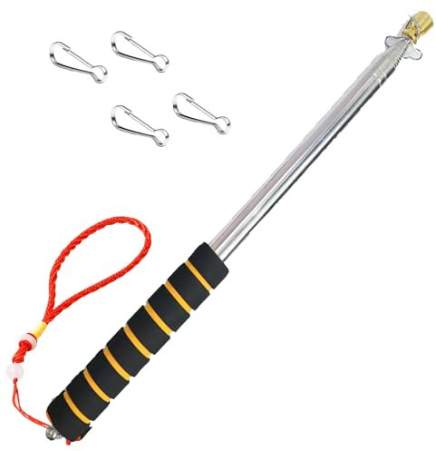 Qiuboluny Teleskopische Handflaggenpolsten mit Clips Tragbare Flagge Pole Leichte ausziehbare Tour Guide Edelstahl Banner Flagge Pole Pointer für Lehrer mit Anti-Rutsch Griff (3 gelb orange)