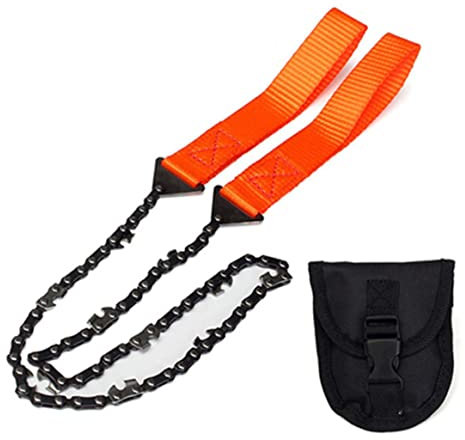 Pocket Chainsaw Folding Camping Saw Survival Saw Hand Rope Saw for Outdoor Tool 11 Teeth Orange, Hand Chainsaw Rope