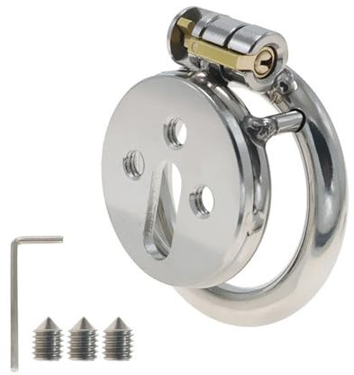 QgLust Herren Edelstahl Peniskäfig, Flacher Peniskäfig Atmungsaktiver Keuschheitskäfig Herren Metall Keuschheitskäfig Extreme Bondage SM Sexspielzeuge für Männer（45mm）