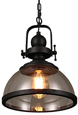 Lámpara colgante retro vintage industrial aparato de iluminación, lámpara colgante de altillo con pantalla de cristal, cadenas ajustables lámpara de araña restaurante sala de estar estudio lámpara