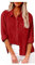 Leinen Tshirt Damen,Lange Bluse Damen,Damen Leinenhemd Elegantes Sommer Langarm Hemd Top Revers Elegantes Hemd Bluse Hemd Top Einfarbig Basic Top,Rot,M