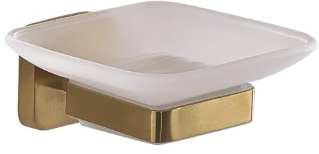 Gedy Tonga Seifenschale für Badezimmer, Wand, 10,3 x 11,6 x 5 cm, Edelstahl und Cromall satiniertes Glas, PVD, Schrauben und Doppelkleber im Lieferumfang enthalten