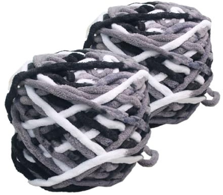 Dorruger Filato grosso per uncinetto, 90 m, 2 matasse di 7 mm di spessore, morbido filato di ciniglia, per realizzare coperte, vestiti, artigianato fai da te, creazioni a maglia con motivi a maglia,