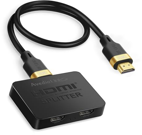 avedio links HDMI Splitter 1 in 2 Out mit HDMI 2.1 Kable, 4K@120Hz Hdmi Verteiler 1 in 2 Out Gleichzeitig, 8K hdmi Splitter 2 Monitore Gleichzeitig (Nur Spiegel)