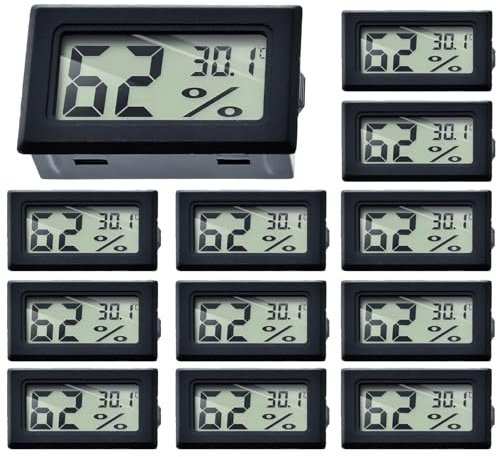 12er Set Digital Indoor Thermometer Hygrometer: WIYETY Mini LCD Digitales Innen Thermo-Hygrometer, Temperature Humidity Meter, luftfeuchtigkeitsmesser für Zuhause Büro Schlafzimmer