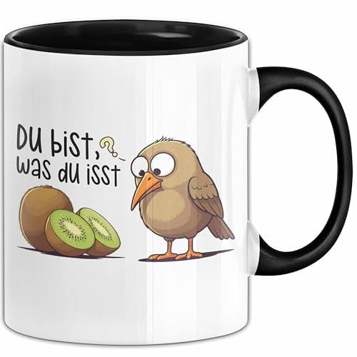 Kiwi Tasse Geschenk Du Bist Was Du Isst Geschenkidee (Schwarz)