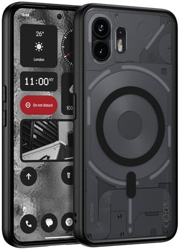 DOMAVER Nothing Phone 2 Hülle, Handyhülle Nothing Phone 2 Case, Matt Transparente Material, Ultra Dünne Rundumschutz Magnetisch Schutzhülle, Schwarz
