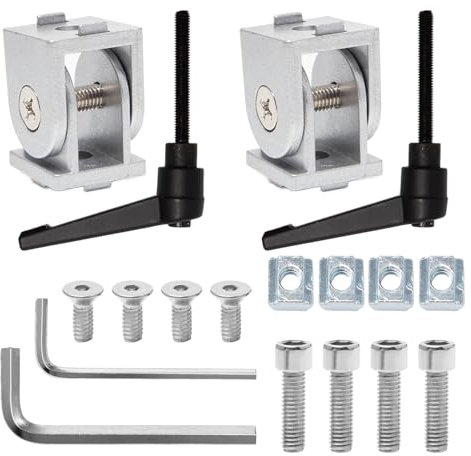 Sxutop 2 Stück Gelenkverbinder mit Montagezubehör Gelenk Aluprofil 2020 Nut 6 Gelenkverbinder mit Klemmhebel Flexibler Scharnier 180 ° Drehbereich für 3D Druckerteile DIY Projekt (Silber)