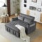 Ymkua Klappbares Schlafsofa mit Schlaffunktion, Sofa Eckcouch mit Rollbett, Bettsofa mit Stauraum und Getränkehalter, Loungesofa mit Kissen für Wohnzimmer, Schlafzimmer, Velvet, 137x76.5x83 cm (Gray)