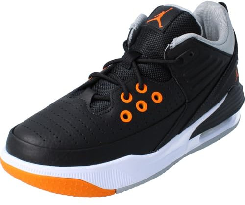 NIKE Jordan Max Aura 5 GS Grade - Scarpe da ginnastica per la scuola, alla moda, Lupo Nero Grigio Bianco Magma Arancione, 38 EU