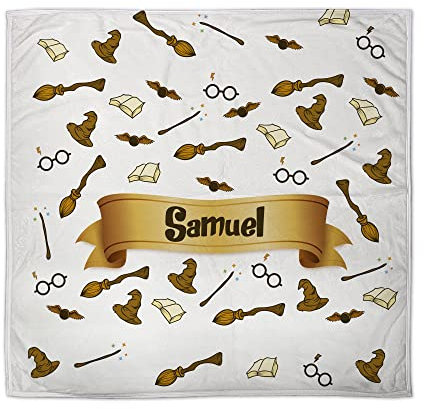 LolaPix Baby Decke. Geschenk für Neugeborene Babys. Personalisierte Decke mit Namen. Vliesstoff. Verschiedene Ausführungen. Zauberer