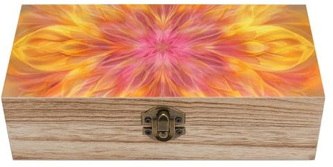 HJUQNGF Aufbewahrungsbox aus Holz mit Deckel, dekorative Geschenkboxen, Holzkiste, Schmuck, buntes Blumenmuster, Aufbewahrungsbehälter zum Organisieren von Schmuck, Andenken, Geschenk