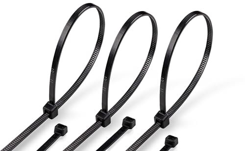 ERKO Fascette plastica nere 200 x 7,6 mm 25 pezzi di cablaggio professionali, resistente a UV, Resistente allatemperature, Resistenza alla rottura 54 kg, Molto forte