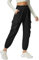 Friptspyg Cargohose Damen Trekkinghose mit Tasche Wanderhose Schnelltrocken Wasserdicht Leichter Outdoor Hosen, Schwarz XS