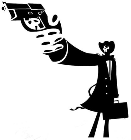 CHSLO Autoaufkleber 15,4 cm * 16 cm Killer Tod Mafia Attentäter mit Waffe Dekor Aufkleber Schwarz/Silber