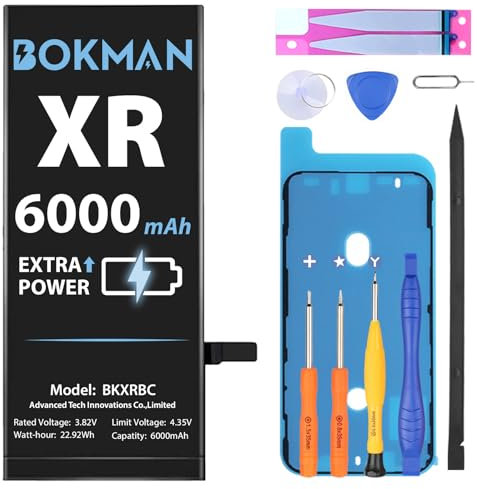 bokman Battery Replacement for iPhone XR, High Capacity 6000mAh Lithium Polymer Battery with All Tool Kits
