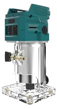 Router cordless compatibile con batteria Makita da 18 V (senza batteria), 600 W, 6,35 mm, senza spazzole, con guida dritta, ruota guida e protezione antimuffa, router palmare per la lavorazione del