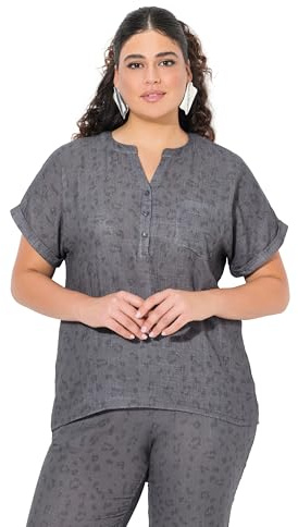 Ulla Popken Damen Bluse Graphitgrau 42+