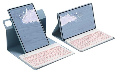 TSATAULE Funda con Teclado para Honor Pad X9 / Pad X8 Pro 11.5 2023, Giratoria 360°,Contiene Ñ, Retroiluminación De 7 Colores Y Teclado Bluetooth Desmontable.,Azul