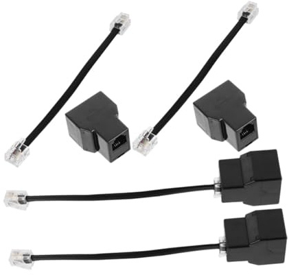 Operitacx 4 pièces Adaptateur Répartiteur Téléphone Fils Noir Câble Convertisseur Téléphone Fixe Double Prise Adaptateur Box Fixe