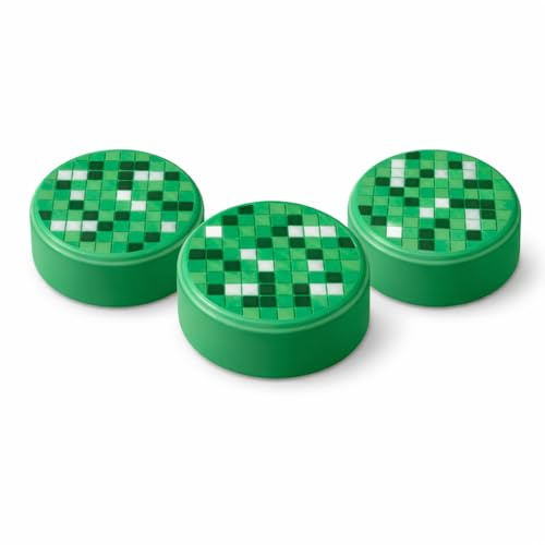 (3 Pack) Green Pixel-Style Children’s Door Knobs – Round Geometric Mosaic Drawer & Wardrobe Handles for Cabinets