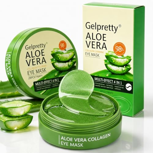 56 Parches Contorno de Ojos Aloe Vera y Ácido Hialurónico - Mascarilla | Antiojeras y antibolsas, Hidratación profunda con efecto tensor para reducir líneas de expresión, Uso diario