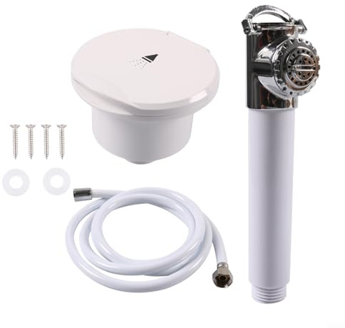 Wodsty Kit doccia per yacht marino, soffione doccia retrattile da 4 m con diverse modalità di spruzzo, robusta struttura in plastica e acciaio inossidabile per barche (set doccia con tubo da 4 m)