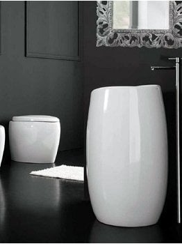 Lavabo sur colonne Moai blanche Scarabeo 8603