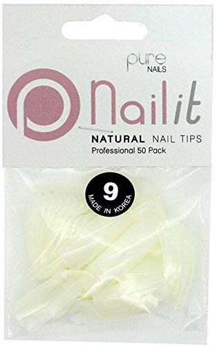 Pure Nails Natural Nail Tips Professional 50 Pack Size 9