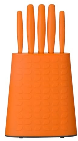 Premier Housewares 5-Piece Hot Pink Knife Block Set Sharp and Durable Stainless Steel Blades With Vibrant Pink Coating, Robust PP Handles And Stylish Storage Block (9 cm x 37 cm x 20 cm)