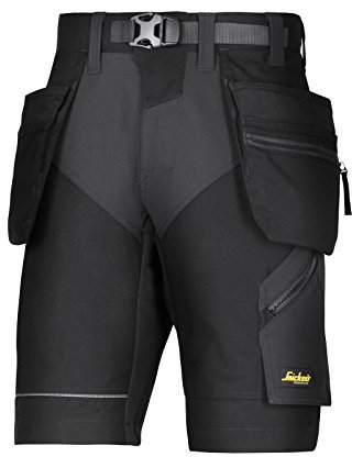 Snickers Workwear 6904 FlexiWorkArbeitsshorts mit Holstertaschen, 1 Stück, 52, schwarz, 69040404052