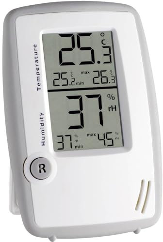 TFA Dostmann Digitales Thermo-Hygrometer, 30.5015.02, Innentemperatur/Luftfeuchtigkeit, gesundes Raumklima, L 91 x B 18 (75) x H 134 mm