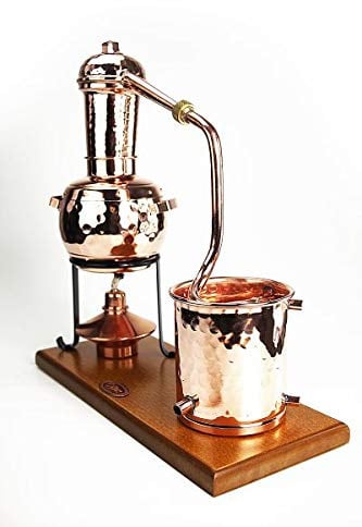 CopperGarden Destille ARABIA 0,5 Liter I Kräuterbrennerei für Hydrolate | Unkomplizierte Tischdestille mit Aromasieb & Spiritusbrenner I Meldefreie Kleinbrennerei für Zuhause und Unterwegs