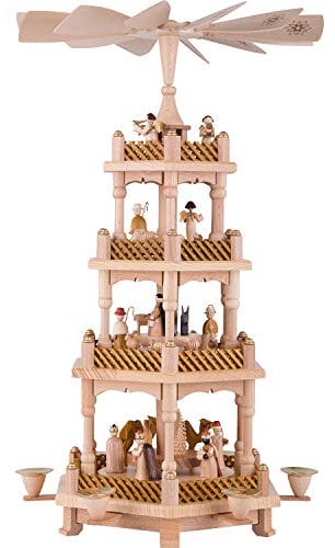 Richard Glässer Erzgebirgspyramide Christi Geburt 3-stöckig natur- 54cm Erzgebirge