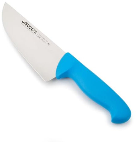 Arcos Serie 2900 - Cuchillo Carnicero Ancho - Hoja de Acero Inoxidable Nitrum de 170 mm - Mango inyectado en Polipropileno Color Azul